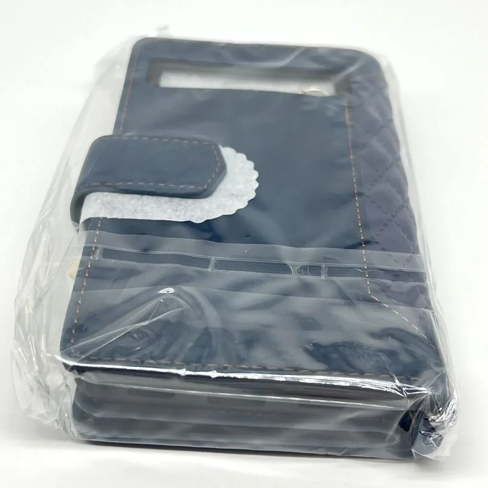 Wallet Phone Case for Google Pixel 7A Blue Flip Cover Stand Card Holder Wristlet